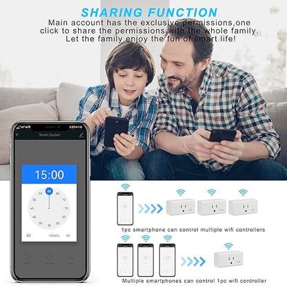 WGGE WiFi Smart Plug Outlet, APP Remote Control Anywhere, Timer Function,Compatible with Alexa or Google Assistant, No Hub Required, 2.4 Ghz Network Only (White / 2 Pcs)
