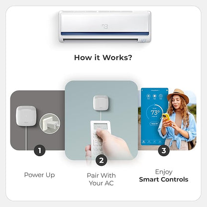 Breez Lite | Smart AC Controller for Mini-Split, Window & Portable Air Conditioners & Heat Pumps | Free App, No Subscriptions | Alexa, Google, Siri Shortcuts, SmartThings, IFTTT (White)