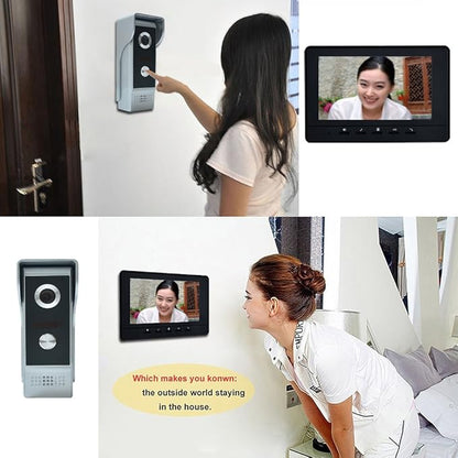 Wired Video Intercom System, 7 Inches Video Doorbell Door Phone System, HD Camera Kits Support Unlock, Monitoring, Dual-Way Intercom for Villa Home Office Apartment