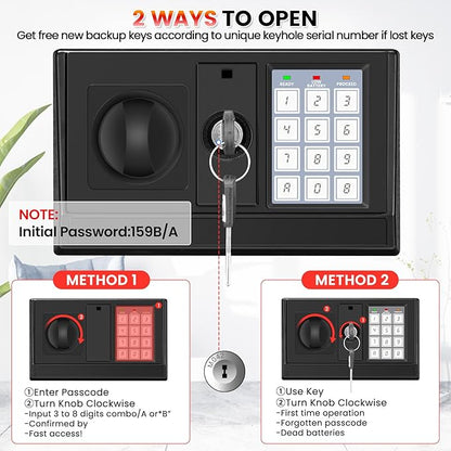 [𝟐𝟎𝟐𝟔 𝟑𝟓-𝐌𝐢𝐧 𝟏𝟕𝟎𝟎°𝐅] Fireproof Safe for Home, Money Safe for Cash,70 Lbs Heavy Duty Fire Proof safes for Home Use, Wall Mounted Jewelry Safes with Sensor LED Light and Alarm System