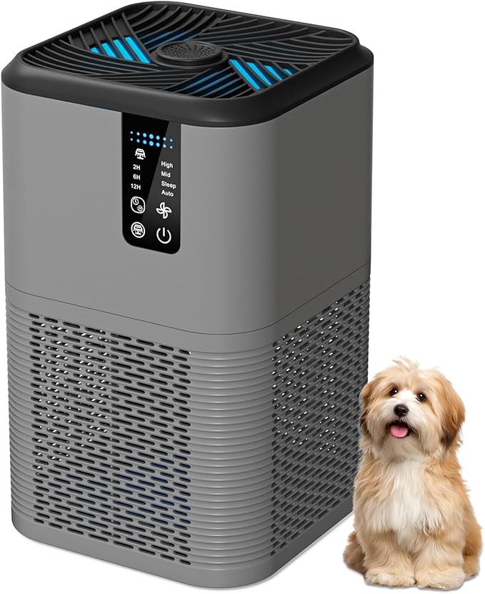 Air Purifiers for Home Large Room Up to 1750ft²,3-in-1 Filter with Sleep Mode,Air Purifier with Aromatherapy for Office,Living Room,Bedroom,Remove Smoke Odor,Home Pets,Grey Black