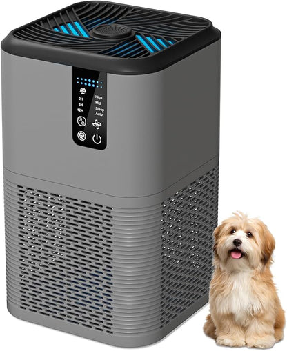 Air Purifiers for Home Large Room Up to 1750ft²,3-in-1 Filter with Sleep Mode,Air Purifier with Aromatherapy for Office,Living Room,Bedroom,Remove Smoke Odor,Home Pets,Grey Black