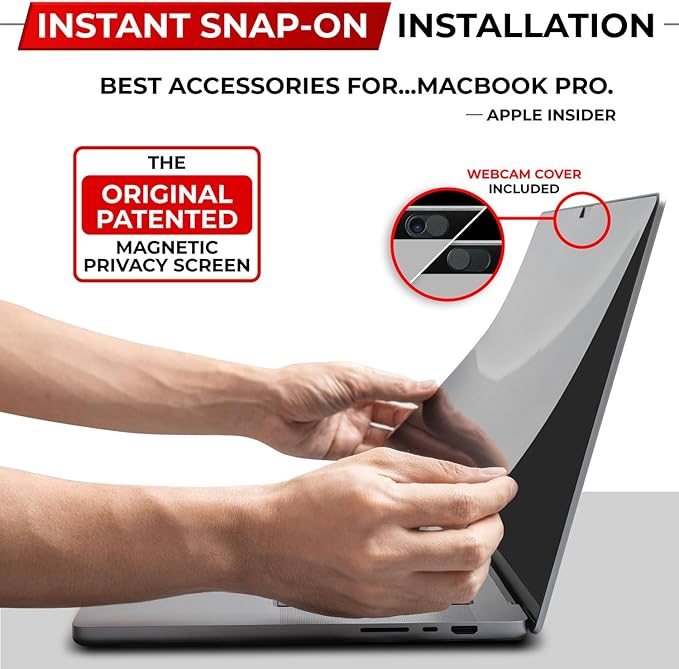 SightPro Magnetic Privacy Screen for MacBook Pro 13 Inch (2016, 2017, 2018, 2019, 2020, 2021, 2022, M1, M2) Patented Removable Laptop Privacy Filter Shield and Protector