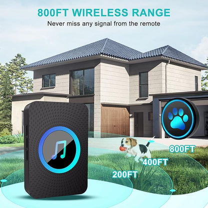 Dog Door Bell for Potty Training, Smart Wireless Doggie Doorbell to Go Outside, 1000 Feet Long Range with IP65 Waterproof Super-Light Touch Button, 60 Melodies & Adjustable Volume (Black)