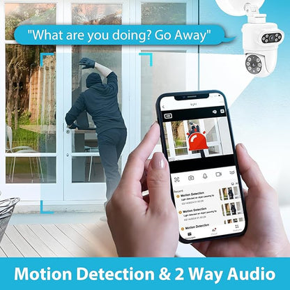 Olafus 2K Dual Lens Security Camera Outdoor, 360° Auto Tracking, 5500LM Floodlight, Color Night Vision, Motion Detection, 2-Way Audio, Alexa/Google Home, 2.4G WiFi Flood Light Camera Outdoor Wired