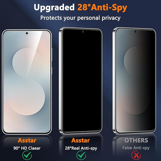 Asstar [2 Pack] Privacy Screen Protector for Samsung Galaxy S25 FE,9H Tempered Glass Privacy Samsung Galaxy S25 FE Screen Protector,Anti-Scratch Case Friendly Bubble Free Easy Install Accessories