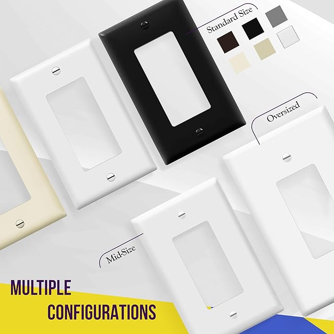 ENERLITES Decorator Light Switch or Receptacle Outlet Wall Plate, Gloss Finish, Size 2-Gang 4.50" x 4.57", Unbreakable Polycarbonate Thermoplastic, UL Listed, 8832-W, White