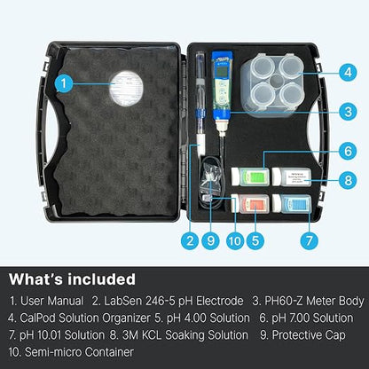 Apera Instruments PH60Z-MS Smart Handheld pH Meter Tester Kit with LabSen 246-5 ATC Semi-Micro pH Electrode for Lab-Grade pH Measurement in Small Volume or Test Tubes