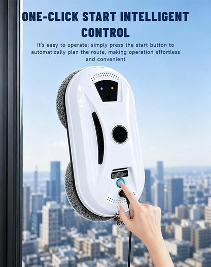 Automatic Window Cleaning Robot, Robot Window Cleaner with AI Intelligent Positioning & Edge Detection & Powerful Suction, Anti-Drop Safety for High-Rise Glass & Large Bay Windows