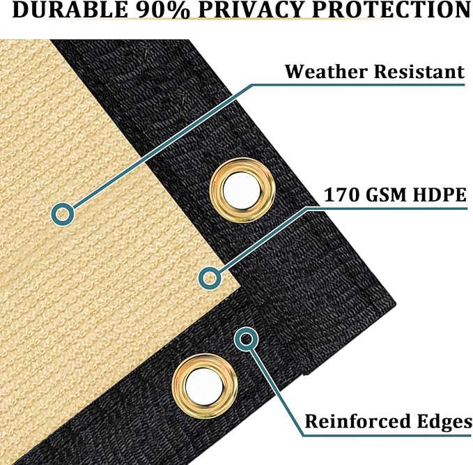 Shade&Beyond 4'x33' Sand Privacy Screen Fence Cover 170 GSM Fencing Mesh Fence Panel for Wall Garden Yard Backyard Indoor Outdoor Home Decoration