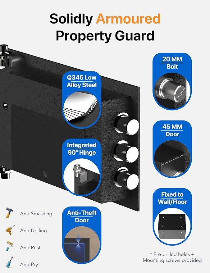 FORFEND Smart Fingerprint Safes | WiFi Safe Box App Unlock/Alarm | Voice Command, Kidnap SOS Alarm, Tamper Proof, Frozen Mode | Biometric Caja Fuerte Money Lockbox History Track Remote Live Monitor