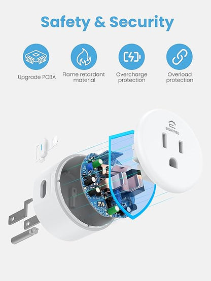 Eightree Smart Plug 5GHz & 2.4GHz, Smart Outlet WiFi Socket with APP Remote Control, Compatible with Alexa & Google Home, 4 Packs