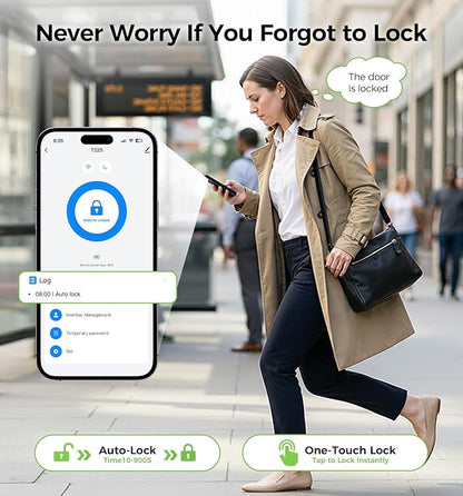 Smart Lock Keypad Door Lock with Handle, WiFi Keyless Entry Door Lock with Handle,Door Keypad Locks with Alexa & Google Assistant,Voice Control & APP Remote,Fingerprint,Key Fob,PIN Unlock,Auto Locking