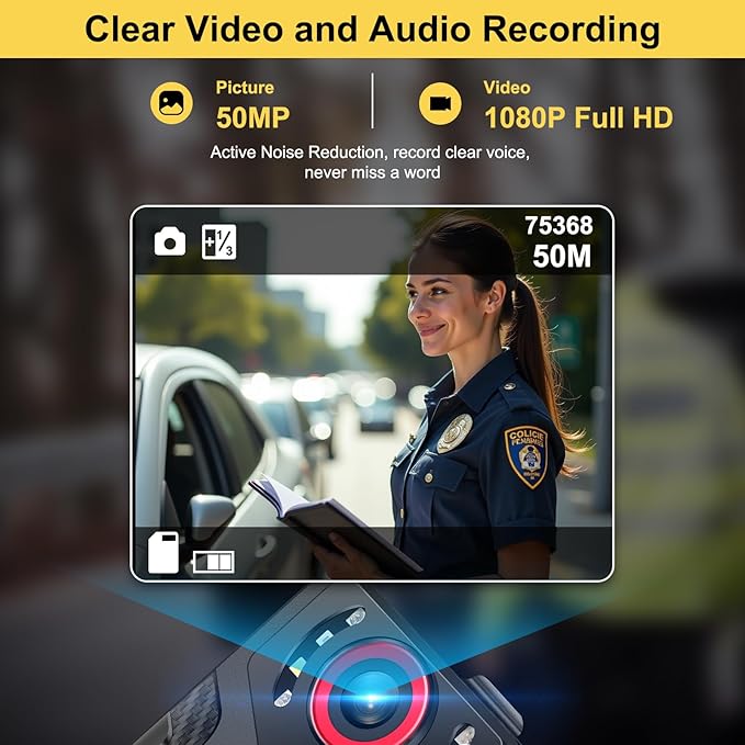 Body Camera with Audio and Video Recording: 1080P FHD Body Cam with Night Vision, 10HR Battery, 2.0" Screen, 128GB Wearable Camera, Bodycam for Traveling, Law Enforcement, Outdoors Activities