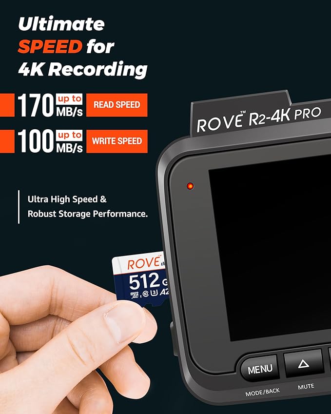 ROVE Ultimate Micro SD Card microSDXC 512GB Memory Card with USB 3.2 Type C Card Reader 170MB/s C10, U3, V30, 4K, A2 for Dash Cam, Android Smart Phones, Tablets, Games