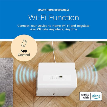 hOmeLabs Dehumidifier 7,500 Sq Ft Wi-Fi with Pump (50 Pint MAX 120 Pint at 95°F, 90% RH) for Home, Office, Basements with Powerful Moisture Removal, Humidity Control, Auto Shut-off, Quiet Operation