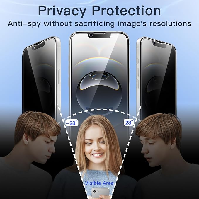 JETech Privacy Full Coverage Screen Protector for iPhone 17e (2026) / iPhone 16e, Anti-Spy Tempered Glass Film, Edge to Edge Protection Case-Friendly, 6.1-Inch Display, 2-Pack