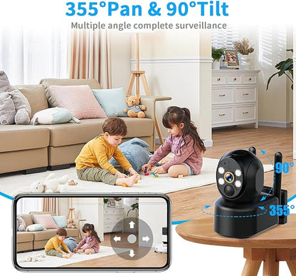 Luovisee 2K Solar Security Camera Wireless Outdoor,WiFi Cameras for Home Security Battery-Powered,Compatible with Alexa,360°PTZ Full Color Night Vision,PLR Alarm,2-Way Audio,Cloud/SD Storage