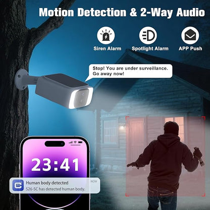 4G LTE Cellular Solar Security Camera Outdoor,180 Days Free Unlimited Data,Tuya Smart Camera,2K Outdoor Surveillance,Color Night Vision, AI PIR Motion Sensor,No WiFi Security Camera ,64GB Storage