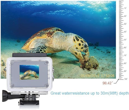 Action Camera Waterproof Case Compatible with AKASO EK7000/Xilecam X2R/Jadfezy/TIMNUT/Pro Xtreme/Dragon Touch Vision 3 YF/Cecosy, Action Camera Underwater Diving Shell