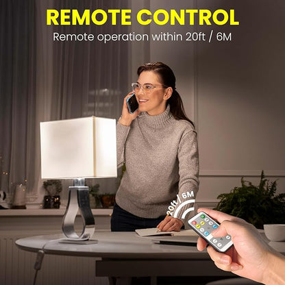 E26 LED Light Bulbs with Remote Control, 400LM 4W Stepless Dimmable 3000K-4000K-6000K Light with Timer & Memory Function, 40W Equivalente Light Bulb for Living Room, Bedroom,2 Bulb& 1 Remote