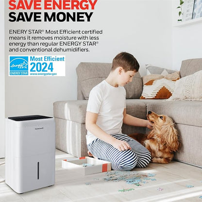 Honeywell 32-Pint ENERGY STAR Dehumidifier for 3,000 Sq Ft – Laundry Mode, Auto-Comfort Mode & Thermal Overload Protection, TPFIT32WK