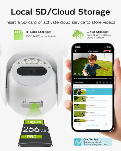 5G/2.4G Security Camera Outdoor, 3MP Wired Cameras 24/7 Recording, Plug-in Power, 360° View, Motion Auto Tracking, Alexa, 2-Way Audio, IP66, Color Night Vision, SD Card/Cloud Storage