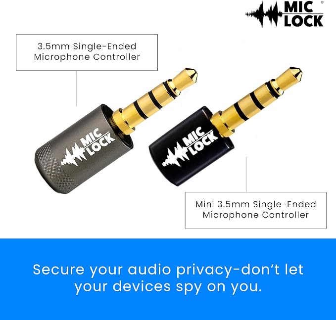 Mic-Lock 3.5mm for Headphone Port - Microphone Audio and Data Security - Privacy Protector for Laptops, Smartphones, Tablets, and Computers (Gray, Single Pack)
