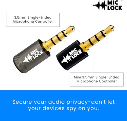 Mic-Lock 3.5mm for Headphone Port - Microphone Audio and Data Security - Privacy Protector for Laptops, Smartphones, Tablets, and Computers (Gray, Single Pack)