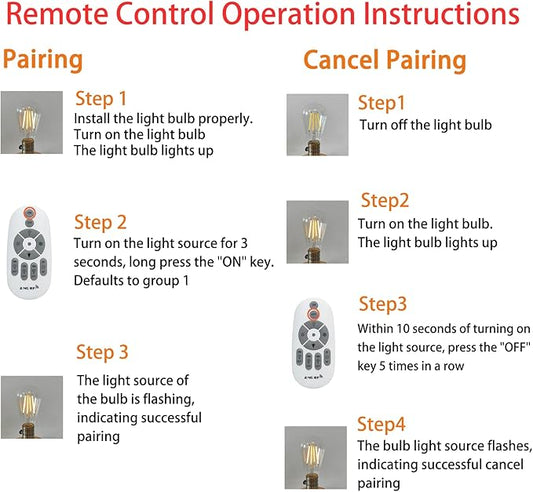 Dimmable LED Light Bulbs with Remote, E26 Base Remote Control Light Bulb Dimmable 2700K-6000K, ST64 Vintage Edison Bulbs for Lamp, 2 Pack (2 Bulbs+1 Remote)