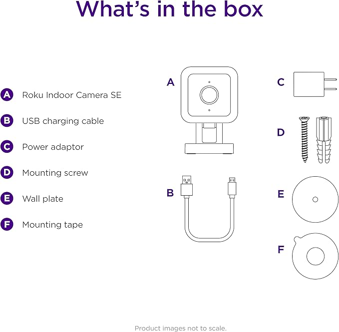 Roku CS1000R Smart Home Indoor Camera SE - Wired Security Camera with Motion & Sound Detection (Renewed)