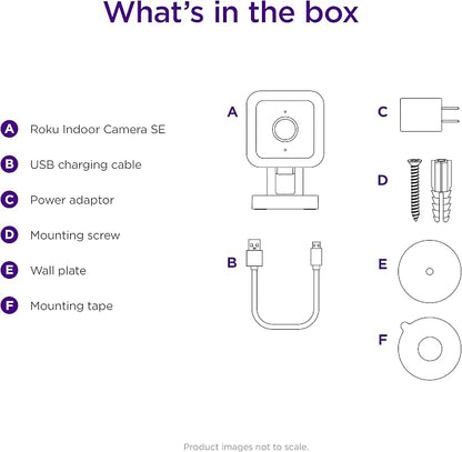 Roku CS1000R Smart Home Indoor Camera SE - Wired Security Camera with Motion & Sound Detection