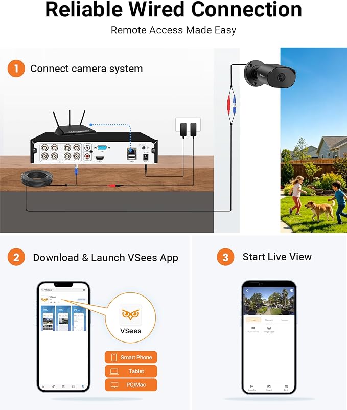 Anlapus 4K 8 Channel Security Camera System, 4 X 8MP Bullet Camera, 1TB HDD