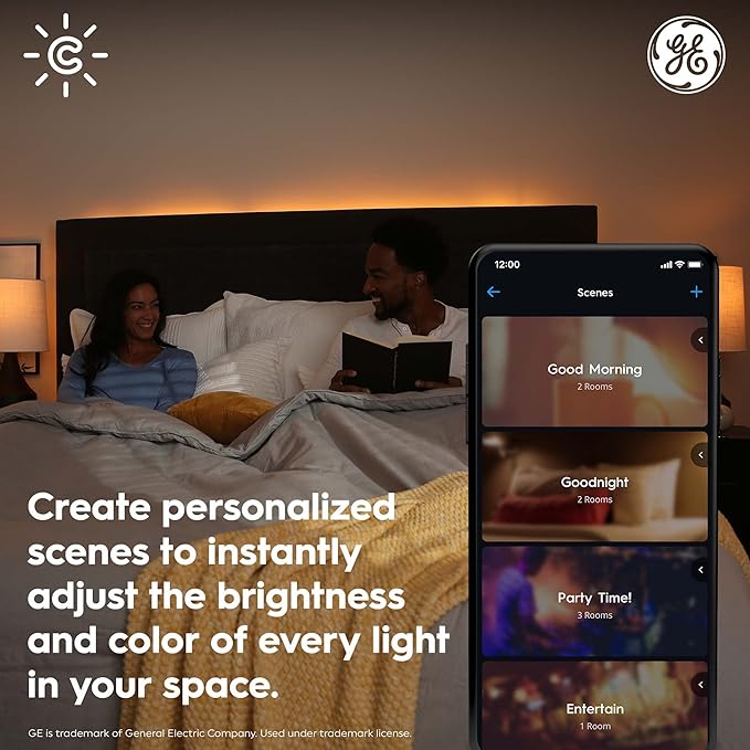 GE CYNC Smart LED Wafer Downlight Fixture, Reveal + Full Color, 6 Inches, Bluetooth and Wi-Fi, Compatible with Alexa and Google Home