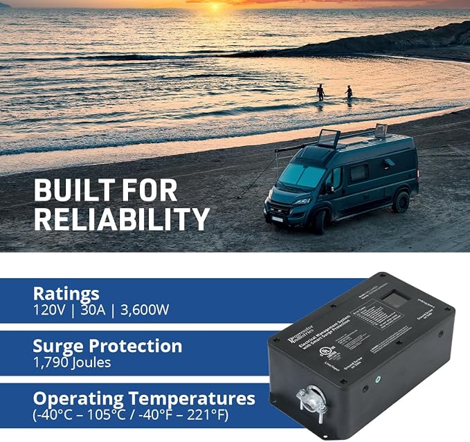 Progressive Industries EMS-LCHW30 Heavy Duty RV Surge Protector, Black, 30 Amp