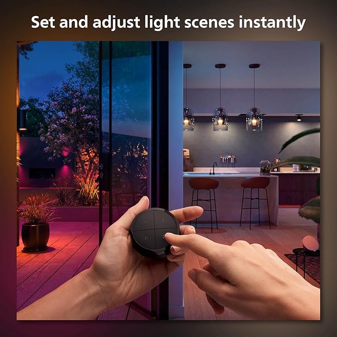 Philips Hue Wall Tap Dial Light Switch, Portable, Black - 1 Pack - Requires Lights and Bridge - Smart Home - Easy, No-Wire Installation