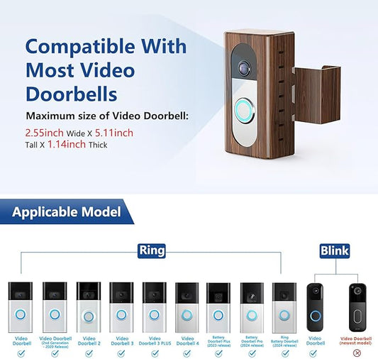 KIMILAR Anti-Theft Video Doorbell Mount Compatible with Most Wireless Video Doorbell, Adjustable Mounting Bracket Accessories for Houses, Apartments, Businesses