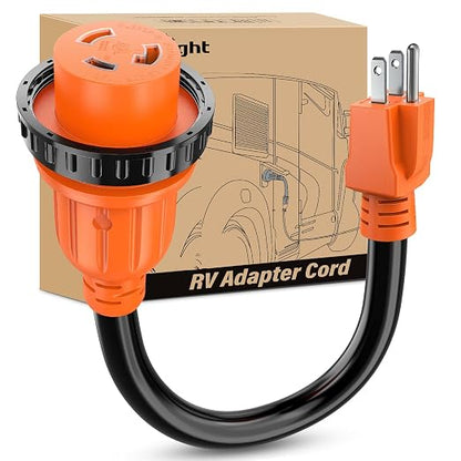 Nilight 15 Amp to 30 Amp RV Locking Adapter Cord ETL Listed 5-15P to L5-30R