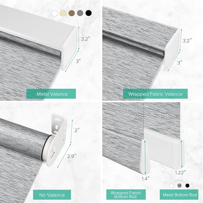 Motorized Roller Shades, Light Filtering Remote Control Custom Window Shades Compatible with Alexa Google Assistant via RF Hub, Rechargeable Electric Blinds for Windows (Texture Grey)