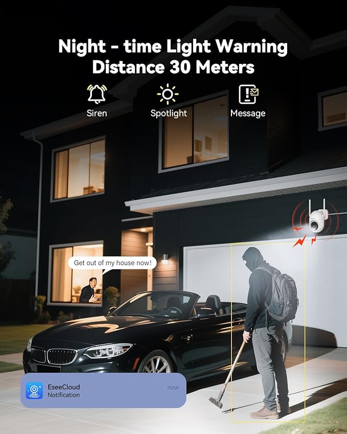 Jennov 5MP Wireless Security Camera System with Monitor, 4 Outlet-Powered Cameras, 10CH NVR Kit with 500GB HDD, Night Vision, Motion Detection, IP66, No Subscription, Home Surveillance Indoor Outdoor