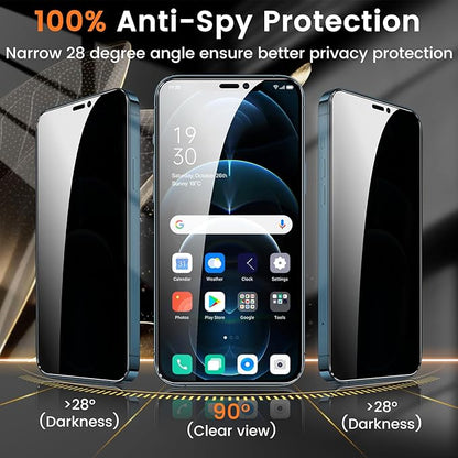 Lesakit 3+3 Pack Privacy Screen Protector for iPhone 12 Pro Max 6.7-Inch with 3 Pack Camera Lens Protector, Anti Spy Tempered Glass Film 9H Hardness Bubble Free Case Friendly