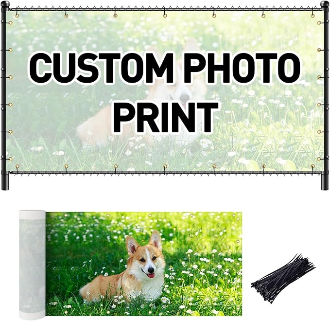 Shade&Beyond Custom Design Privacy Fence Screen, Full-Color Printed PVC Mesh Fence Cover with UV and Weatherproof for Garden, Balcony, Backyard, Patio