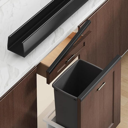 Magicheap 18" Length Cabinet Door Protector, 3/4" Thick, Black, 2 PCS | Snugly Fit, Flexible Slip-On, Plastic Cabinet Edge Guard Bumpers, Edge Protectors to Prevent Wear Chipping Discoloration