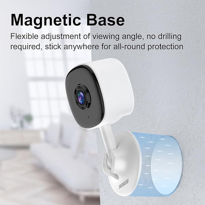 EVERSECU 2K Magnetic Security Camera for Home, Night Vision, Compact Pet Camera with Phone App, Motion Detection, 2-Way Audio, 2.4ghz WiFi Baby Monitor, Compatible with Alexa, Supports RTSP&ONVIF