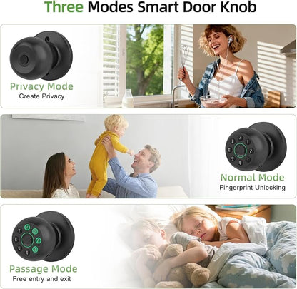 Fingerprint Door Knob, Smart Door Knob, Biometric Door Knob with Code, App Control, Auto Lock, Fingerprint Door Lock,Thumb Print Door Knobs for Bedroom, Office, Apartment