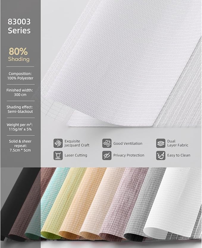 ACMEART Light Filtering Fabric Samples for Motorized Zebra Blinds (Multicolor)