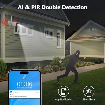(2026 Update) Wireless WiFi Outdoor Security Camera System with Monitor, Built-in Screen NVR, Dual Antenna Cameras 55% Stronger Signal, 130° Wide Angle, 65ft Night Vision, 2-Way Audio, No Monthly Fee