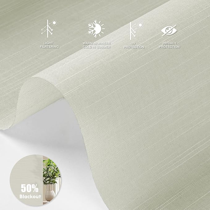 Motorized Blinds with Remote [Light Filtering] Smart Blinds Compatible with Alexa Google HomeKit, 50% Blackout Automatic Roller Shades for Indoor Windows, Customized Size, Mist Chalky White