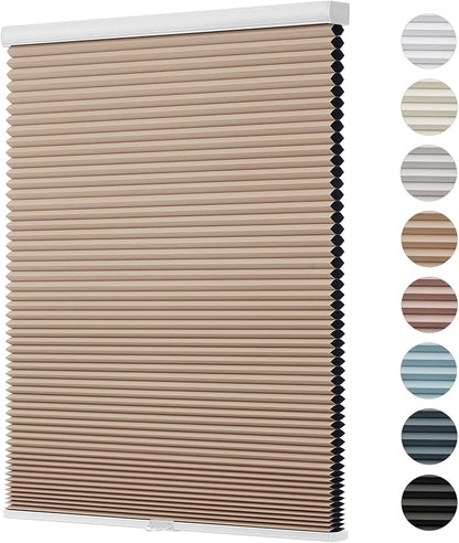 Changshade Cordless Blackout Cellular Shades for Indoor Windows, Custom Size Black Out Honeycomb Blinds Room Darkening Thermal Insulated 1.5" Cell Easy Install for Bedroom, Bathroom, Nursey, Brown
