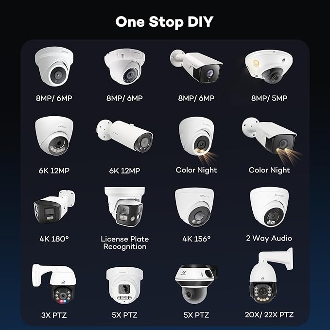ONWOTE PoE IP Security Camera, 2 Way Audio, Smart Color Night Vision, AI Human Vehicle Detection, 134° Wide View, Commercial Wired CCTV for Business Home, Add-on to NVR System, Indoor/Outdoor